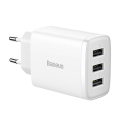 Ładowarka sieciowa Baseus Compact Quick Charger 3xUSB 17W Biała