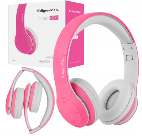Bezprzewodowe słuchawki nauszne dla dzieci Kruger&Matz Street Kids Różowe