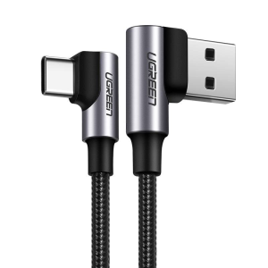 Kabel USB do USB-C kątowy UGREEN US176 3A Czarny 2m