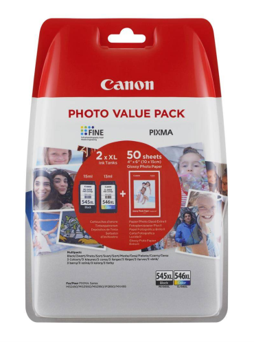 Zestaw Oryginalnych Tuszy CANON PG545XL/CL546XL + 50xGP501