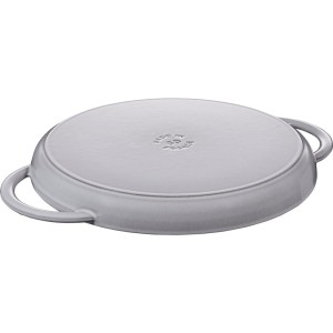 Okrągła patelnia żeliwna grillowa Staub z dwoma uchwytami - 30 cm, Grafitowy