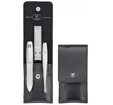 Zestaw do manicure Zwilling Twinox – skórzane etui, 3 elementy - Czarny