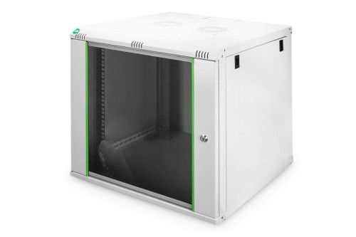 Szafa sieciowa wisząca DYNAmic 19" 9U rack 600x600, drzwi szyba, szary, niedzielona, złożona, 60kg
