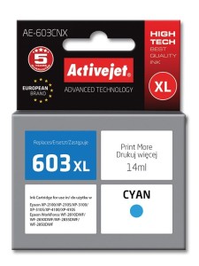 Activejet AE-603CNX Tusz (zamiennik Epson 603XL T03A24; Supreme; 14 ml; niebieski)