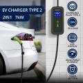 Qoltec Mobilna ładowarka do samochodów EV 2 w 1 typ2 | 7kW | 230V | CEE 5 PIN