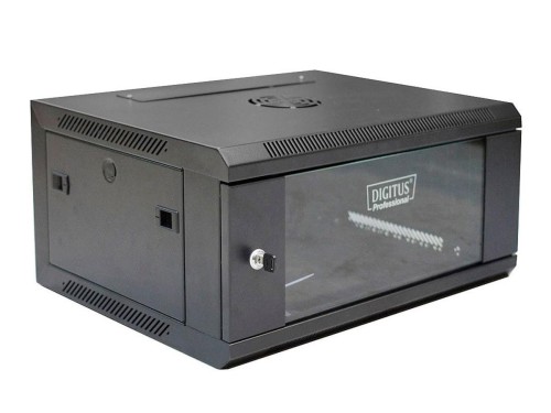 Szafa sieciowa wisząca 19" 4U rack 600x450, drzwi szyba, czarny, niedzielona, złożona, 60kg