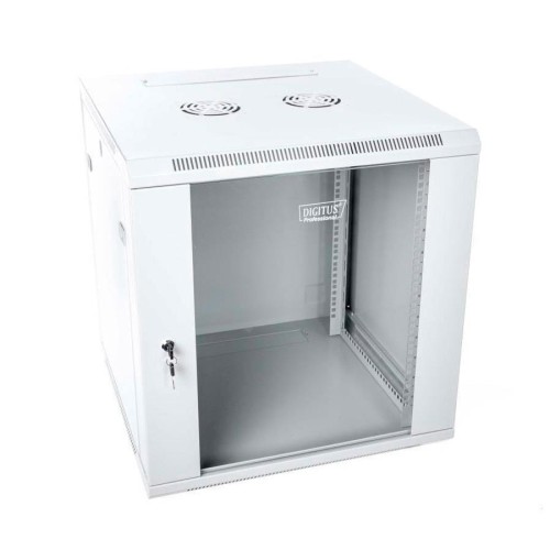 Szafa sieciowa wisząca 19" 12U rack 600x600, drzwi szyba, szary, niedzielona, złożona, 60kg