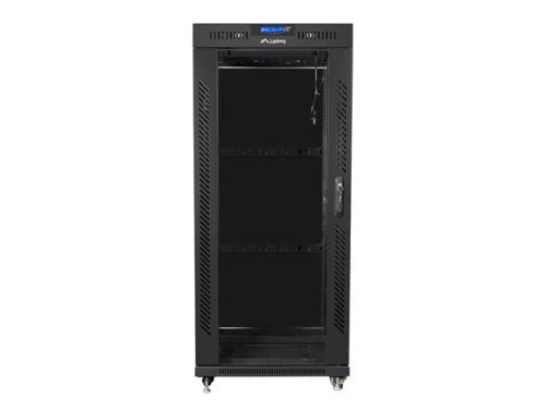 SZAFA INSTALACYJNA RACK STOJĄCA 19" 27U 600X800 CZARNA DRZWI SZKLANE LCD LANBERG (FLAT PACK) V2
