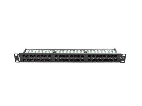 PATCH PANEL 48 PORT 1U 19" KAT.6 UTP CZARNY LANBERG