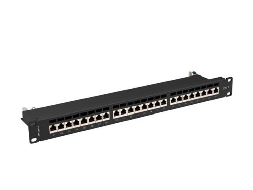 PATCH PANEL 24 PORT 1U 19" KAT.7 FTP EKRANOWANY CZARNY LANBERG