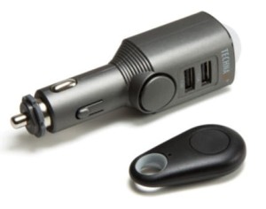Alarm samochodowy & ładowarka samochodowa 2w1 2xUSB Technaxx (czarny)