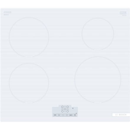 Bosch | Płyta grzewcza | PUE612BB1J | Indukcja | Liczba palników/stref grzejnych 4 | Dotknij | Zegar | Biały