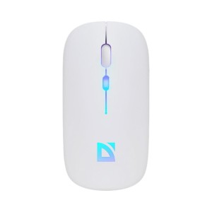 Mysz bezprzewodowa Defender TOUCH MM-997 optyczna 1600dpi 2.4 GHz + Bluetooth biała RGB AKUMULATOR bezklikowa silent