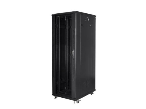 Szafa instalacyjna Rack stojąca 19" 47U 800x800 Drzwi Szklane czarna Lanberg (flat pack)