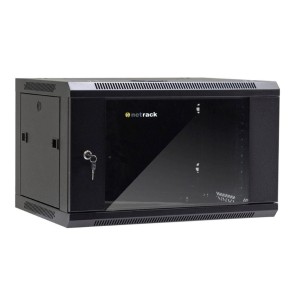 Szafa wisząca 19" Netrack, 6U/600x450mm – czarny, drzwi szklane, otwierane boki
