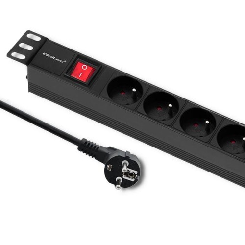 Listwa zasilająca Qoltec do RACK 1U | 16A | PDU | 6xFRENCH | 2m
