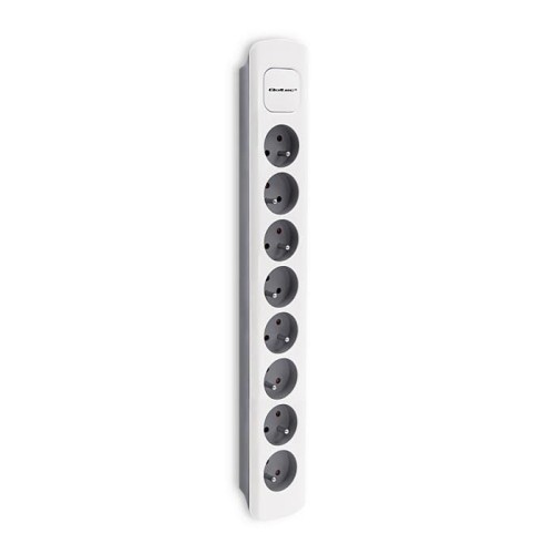 Listwa zasilająca Qoltec 8 gniazd | 1.8m | Biało - szara