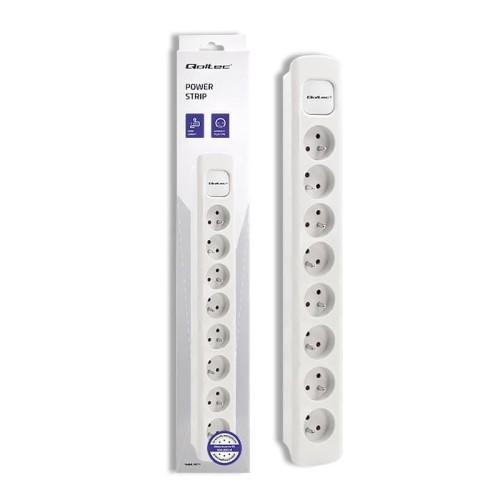 Listwa zasilająca Qoltec 8 gniazd | 1.8m | Biała