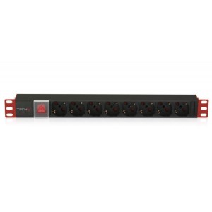 Listwa zasilająca Techly Rack 1U 8xSchuko, kabel C14, włącznik 2m