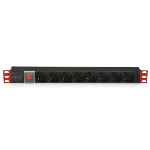 Listwa zasilająca Techly Rack 1U 8xSchuko, kabel C14, włącznik 2m