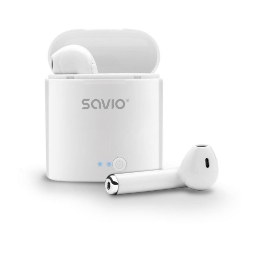 Słuchawki bezprzewodowe z mikrofonem Savio TWS-01 Bluetooth białe