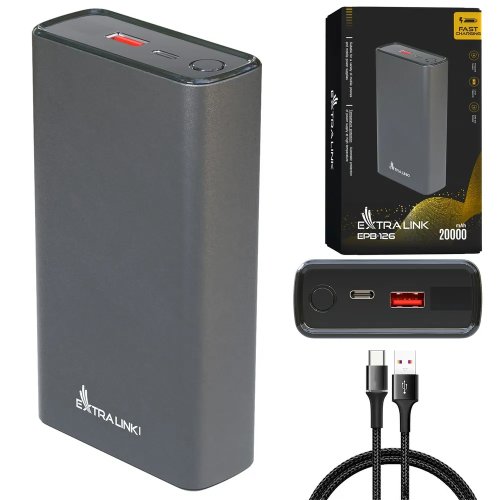 Powerbank Extralink EPB‑126  45W PD USB‑C 20000mAh Srebrny