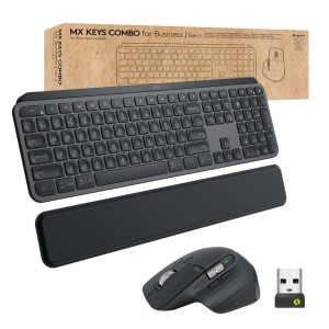Logitech MX Keys combo for Business Gen 2 klawiatura Dołączona myszka Biuro RF Wireless + Bluetooth QWERTY Amerykański międzynarodowy Grafitowy