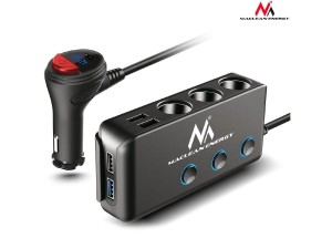Rozdzielacz gniazda zapalniczki samochodowej Maclean MCE218 3 gniazda zapalniczki, 1xQuick Charge 3.0, 3xUSB 6,8A, 1x Power Delivery 18W, max 120W