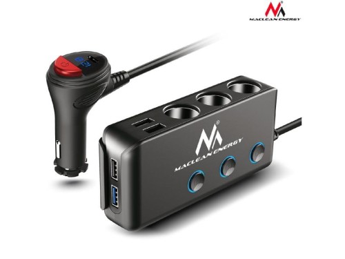 Rozdzielacz gniazda zapalniczki samochodowej Maclean MCE218 3 gniazda zapalniczki, 1xQuick Charge 3.0, 3xUSB 6,8A, 1x Power Delivery 18W, max 120W
