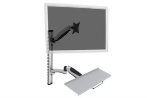 Ramię naścienne pojedyncze DIGITUS, 1xLCD + klawiatura, max. 27" i 8kg, uchylno-obrotowe 360 (PIVOT)