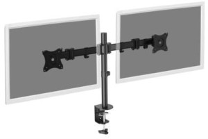 Stojak biurkowy podwójny z zaciskiem DIGITUS, 2xLCD, max. 27", max. 8kg, uchylno-obrotowy 360 PIVOT