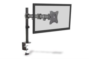 Stojak biurkowy pojedynczy z zaciskiem DIGITUS, 1xLCD, max. 27", max. 8kg, uchylno-obrotowy 360 (PIVOT)