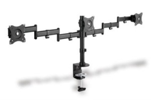 Stojak biurkowy potrójny z zaciskiem DIGITUS, 3xLCD, max. 27", max. obciążenie 8kg, uchylno-obrotowy 360