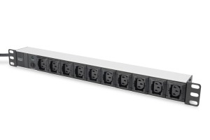 Listwa zasilająca PDU 19" Rack, 10x gniazdo C13, 2.0m, 1x wtyk C14, 10A, zab. przeciążeniowe