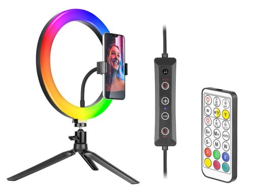 Lampa pierścieniowa RGB Tracer RING 26cm ze statywem