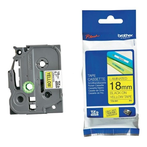Taśma Brother TZe-641 18mm x 8m (TZE641) - żółta, czarny nadruk