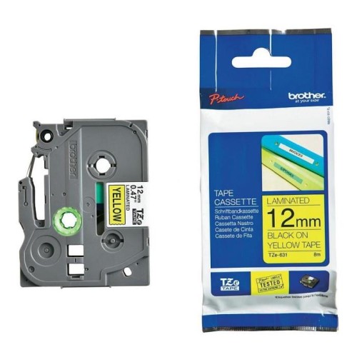 Taśma Brother TZe-631 12mm x 8m (TZE631) - żółta, czarny nadruk