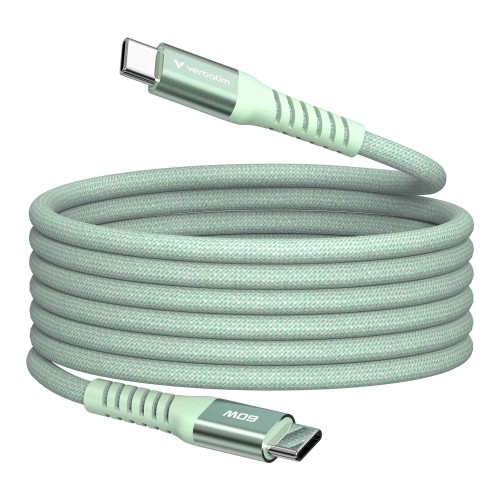 Kabel Verbatim USB-C(M) - USB-C(M) 1,2m, 60W, PD, zielony