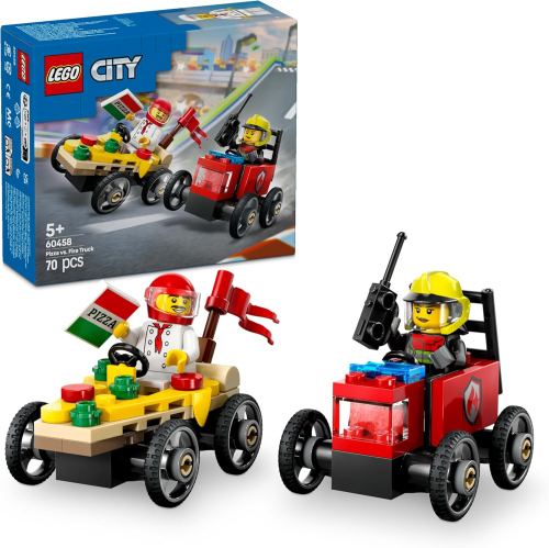 LEGO 60458 City Zestaw wyścigówek: pizza kontra wóz strażacki