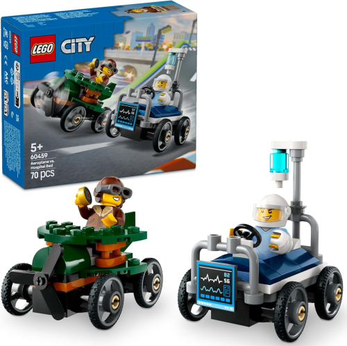 LEGO 60459 City Zestaw wyścigówek: samolot kontra łóżko szpitalne