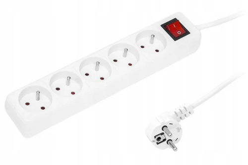 Przedłużacz sieciowy PR-570WSP 5-Gniazd z uziemieniem+wyłącznik 5m(3x1,5mm)