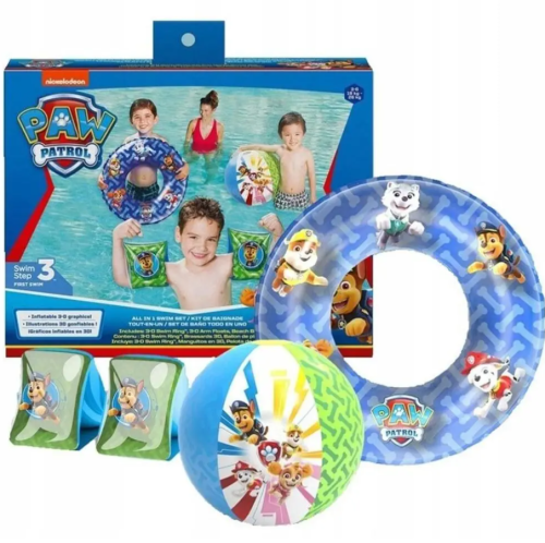 PSI PATROL zestaw do pływania na basen - Piłka Rękawki Koło