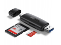 Adapter USB + USB-C UGREEN CM304 czytnik kart SD + microSD (czarny) 80191B