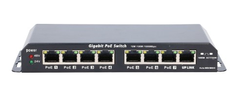 Extralink Switch PoE KRATOS 7x Gigabit PoE, 1x Uplink RJ45, Zasilacz 24V 2.5A, Moc 60W