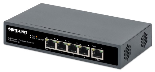 Switch Gigabit 5x PoE Passthrough zasilany PoE lub AC, 95W