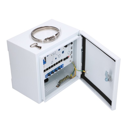 Zewnętrzny switch PoE Extralink Atlas; 8x RJ45 1000Mb/s PoE, 2x SFP, 120W, aktywne chłodzenie