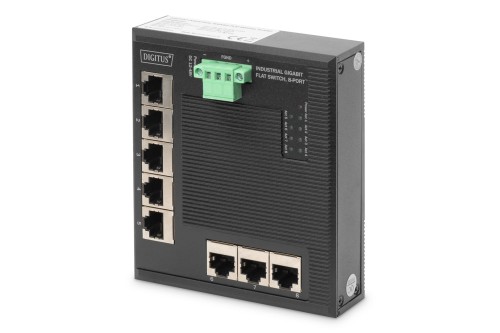 Switch Ethernet Gigabit 8-portowy, montaż DIN, rozszerzony zakres temp.