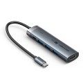 Hub 5w1 Vention USB-C 100W PD 5Gbps 4K@60Hz srebrny