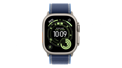 Smartwatch Apple Watch Ultra 3 GPS + Cellular, koperta 49 mm z tytanu w kolorze naturalnym, opaska Trail w kolorze niebieskim/jaskrawoniebieskim - rozmiar S/M - MEWR4QP/A
