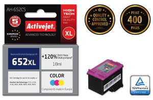 Tusz Activejet 652 XL zamiennik HP 652 F6V24AE; Premium; 18 ml; kolor
